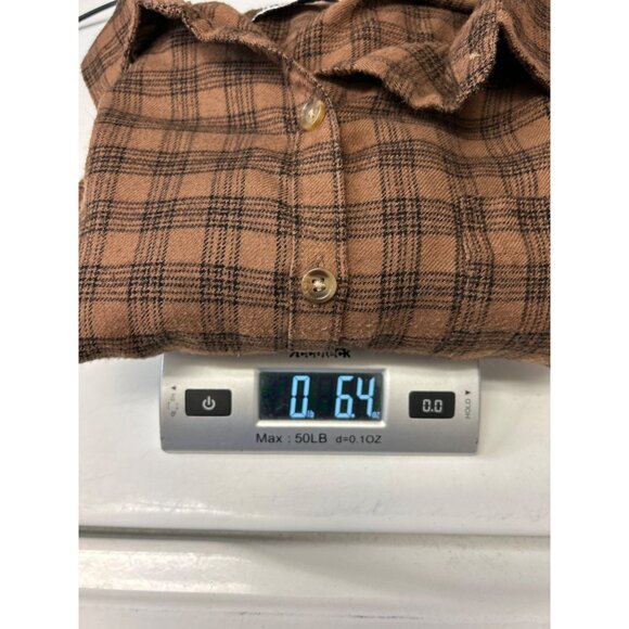 Hollister Womens Brown Plaid Oversized Boxy Cropped Button-Down Flannel Shirt XS - Picture 11 of 11